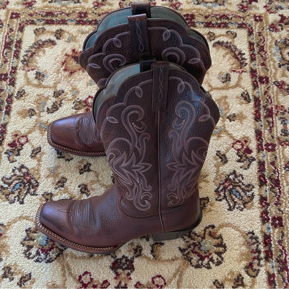 Ariat Boots Legend Oiled Square Toe Brown Western Cowgirl - Picture 2 of 12